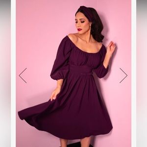 Vixen by Micheline Pitt Vacation Dress Eggplant XS